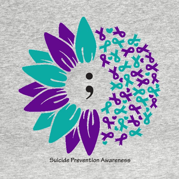 Suicide prevention semicolon flower, black type by Just Winging It Designs